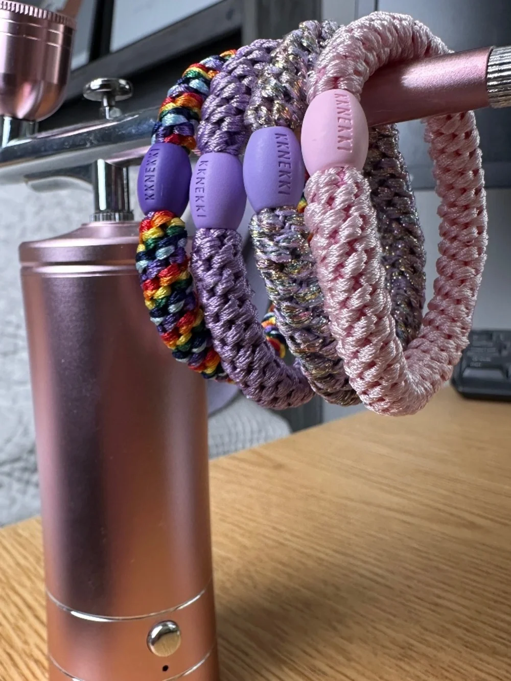 NWT 4-Bundle KKNEKKI Authentic Original Hair Ties Elastics New Purples and Pinks